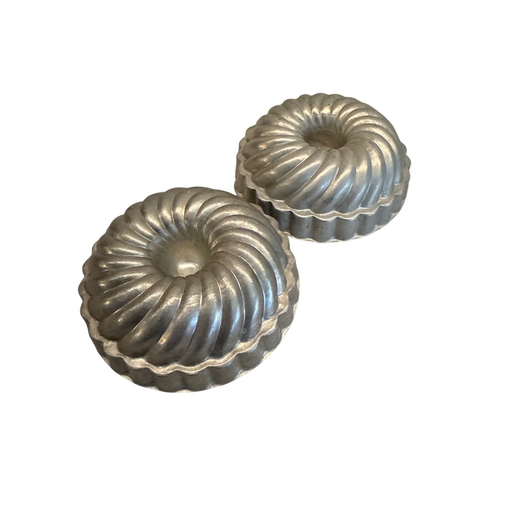French Fluted Aluminum Molds‎ Pair for Baking or Gelatin 1950s